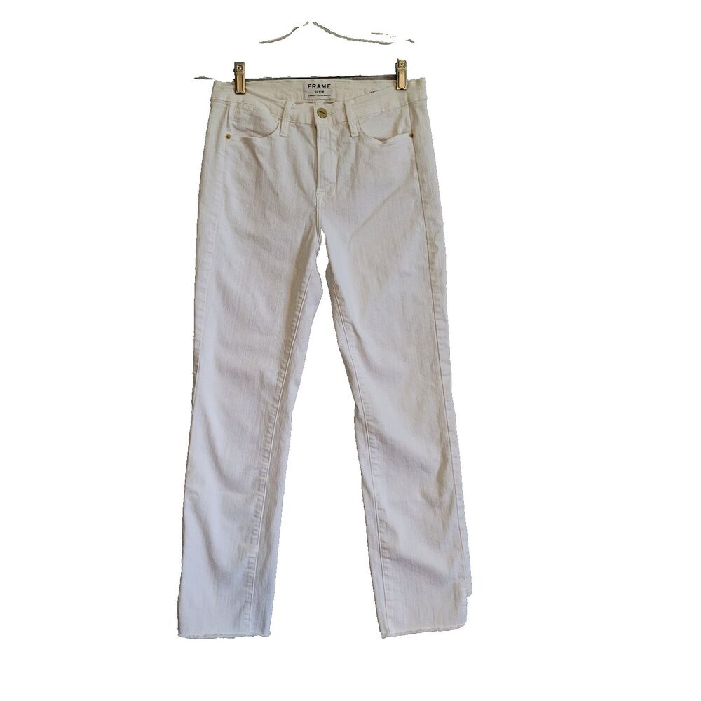 Frame Womens Jean White Size 28 Le High White Five Pocket Raw Hem